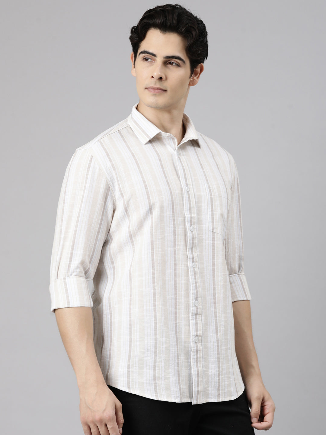 Classic Polo Men's Full Sleeve Multicolor Polo Neck Slim Fit Printed Cotton Casual Shirt | SR1-EL-03 A-FS-STR-SF