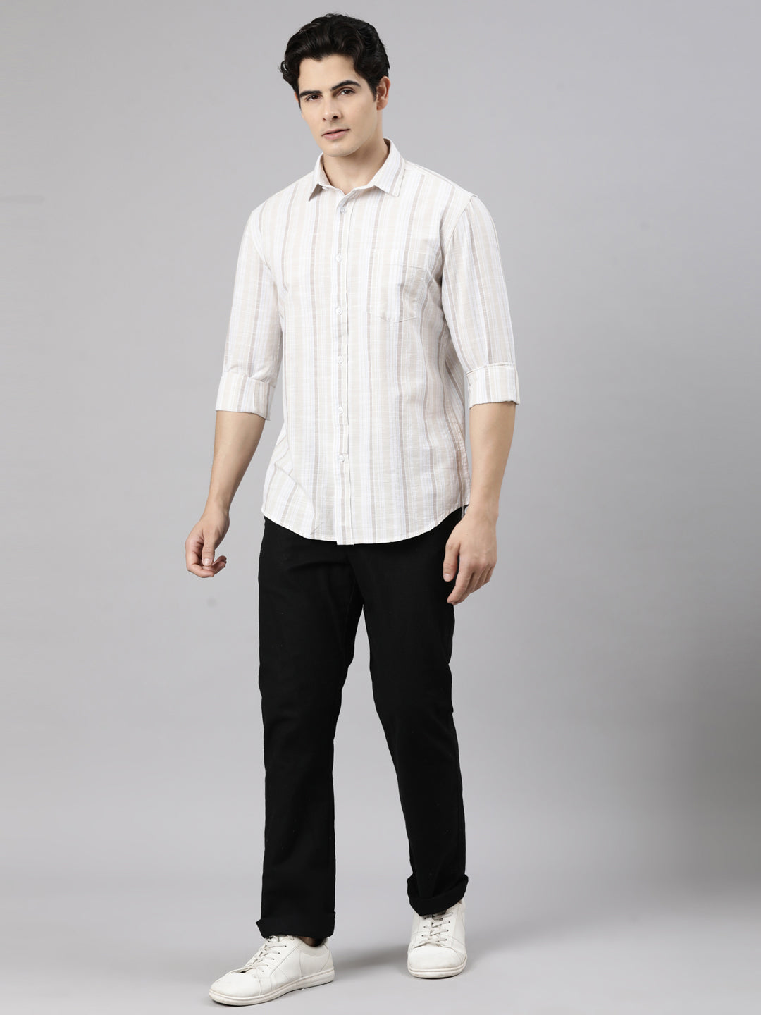 Classic Polo Men's Full Sleeve Multicolor Polo Neck Slim Fit Printed Cotton Casual Shirt | SR1-EL-03 A-FS-STR-SF