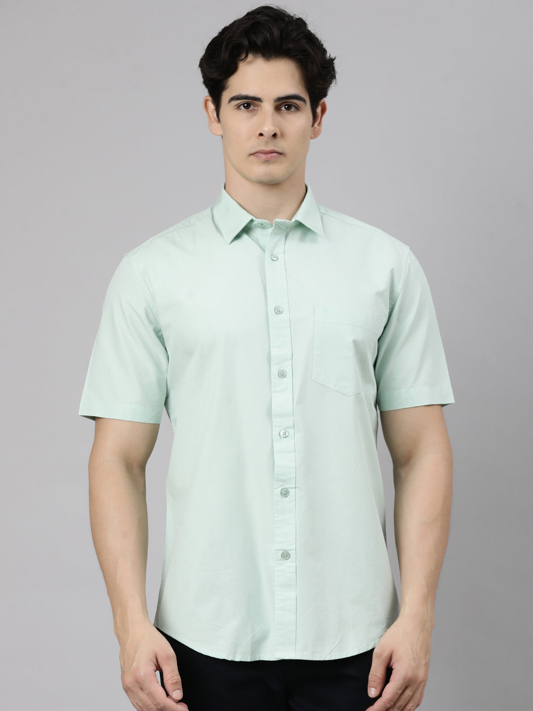 Classic Polo Men's Half Sleeve Light Green Polo Neck Slim Fit Solid Cotton Casual Shirt | SR1-EL-16 C-HS-SLD-SF