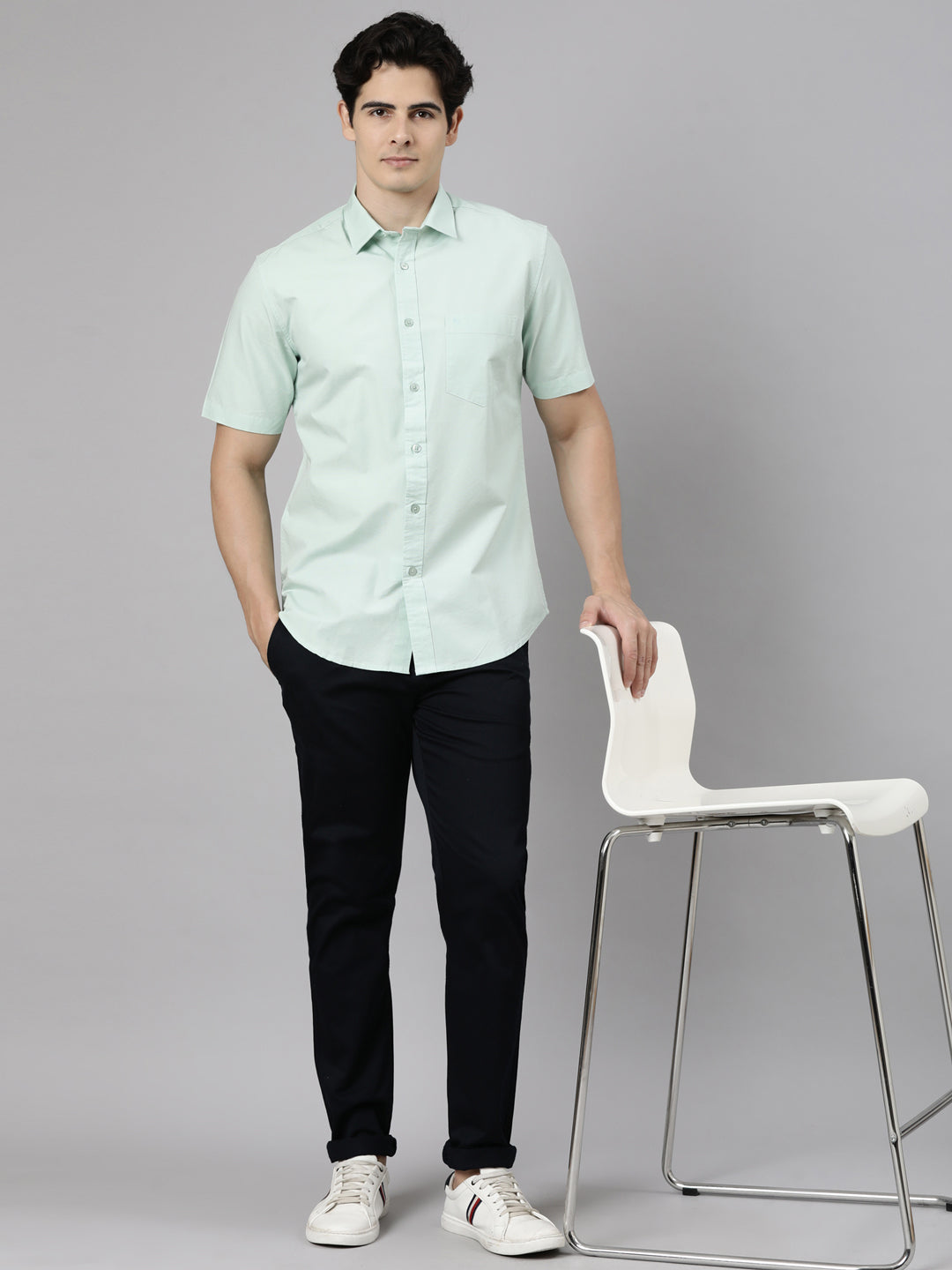 Classic Polo Men's Half Sleeve Light Green Polo Neck Slim Fit Solid Cotton Casual Shirt | SR1-EL-16 C-HS-SLD-SF