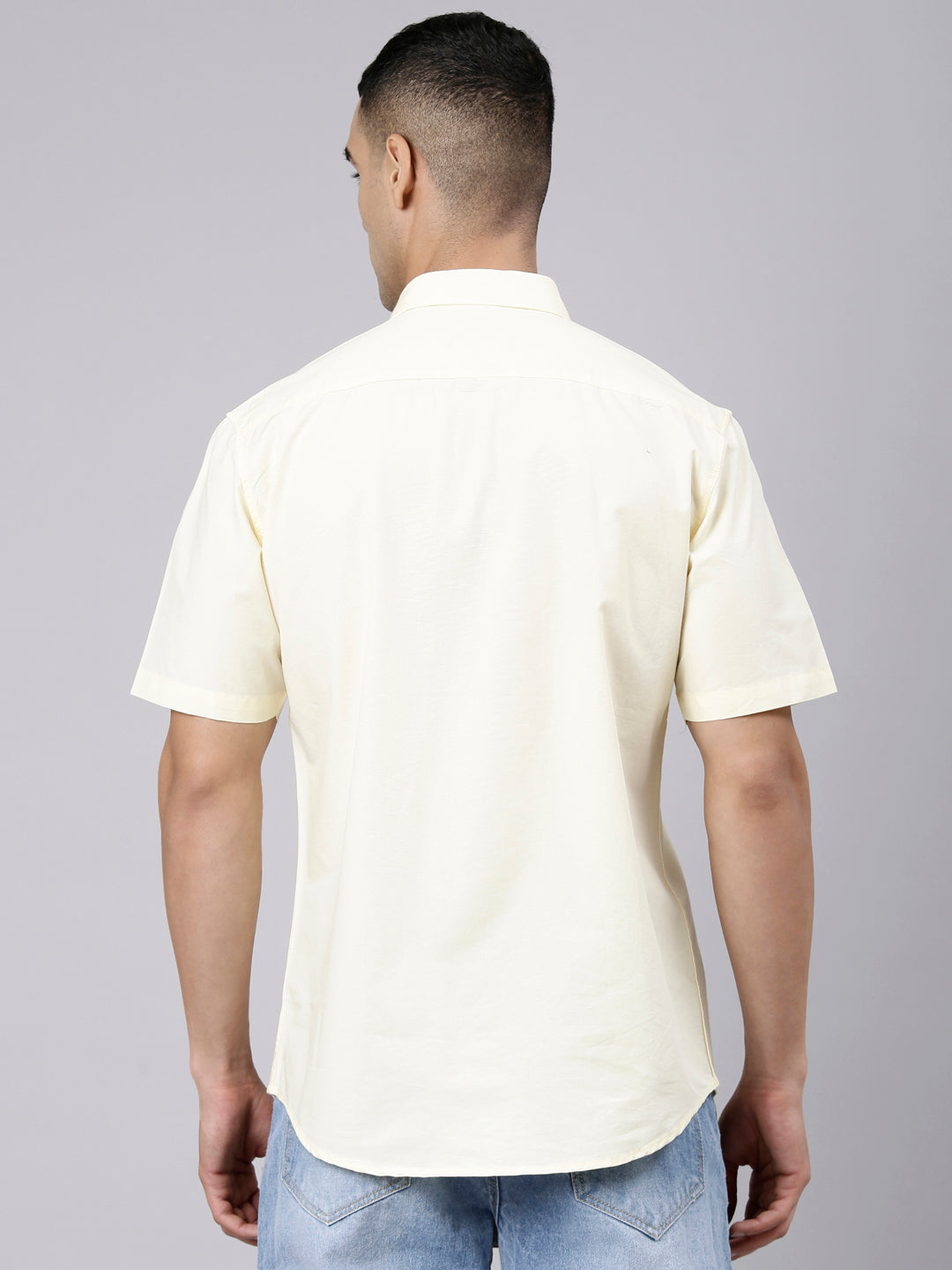 Classic Polo Men's Half Sleeve Light Yellow Polo Neck Slim Fit Solid Cotton Casual Shirt | SR1-EL-16 D-HS-SLD-SF