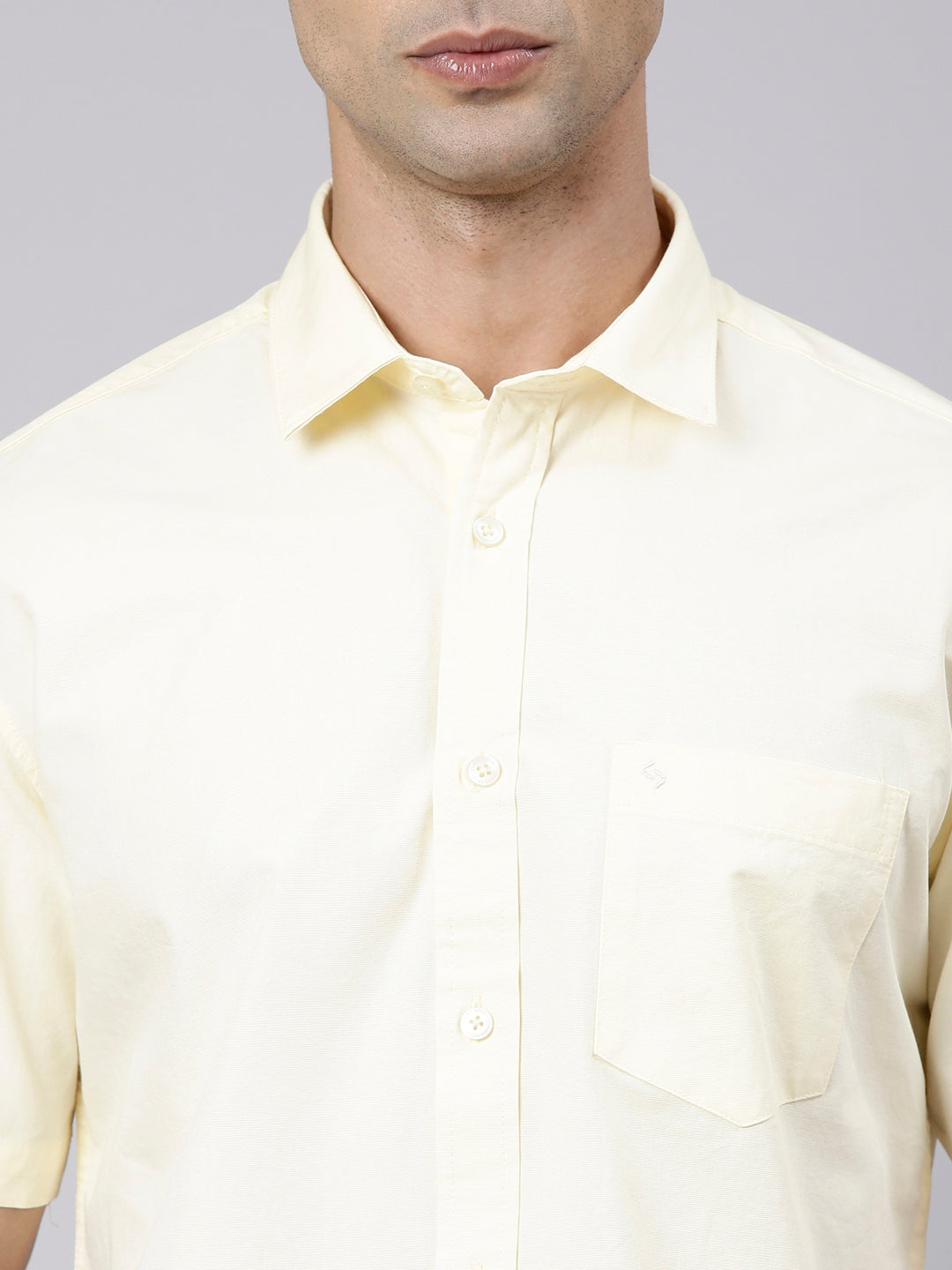 Classic Polo Men's Half Sleeve Light Yellow Polo Neck Slim Fit Solid Cotton Casual Shirt | SR1-EL-16 D-HS-SLD-SF