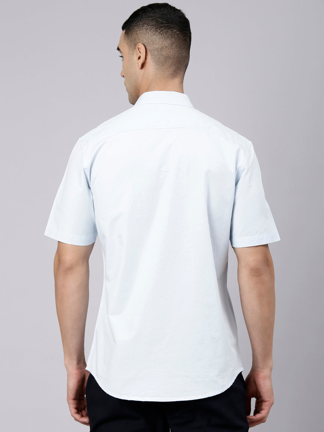 Classic Polo Men's Half Sleeve Light Blue Polo Neck Slim Fit Solid Cotton Casual Shirt | SR1-EL-16 E-HS-SLD-SF