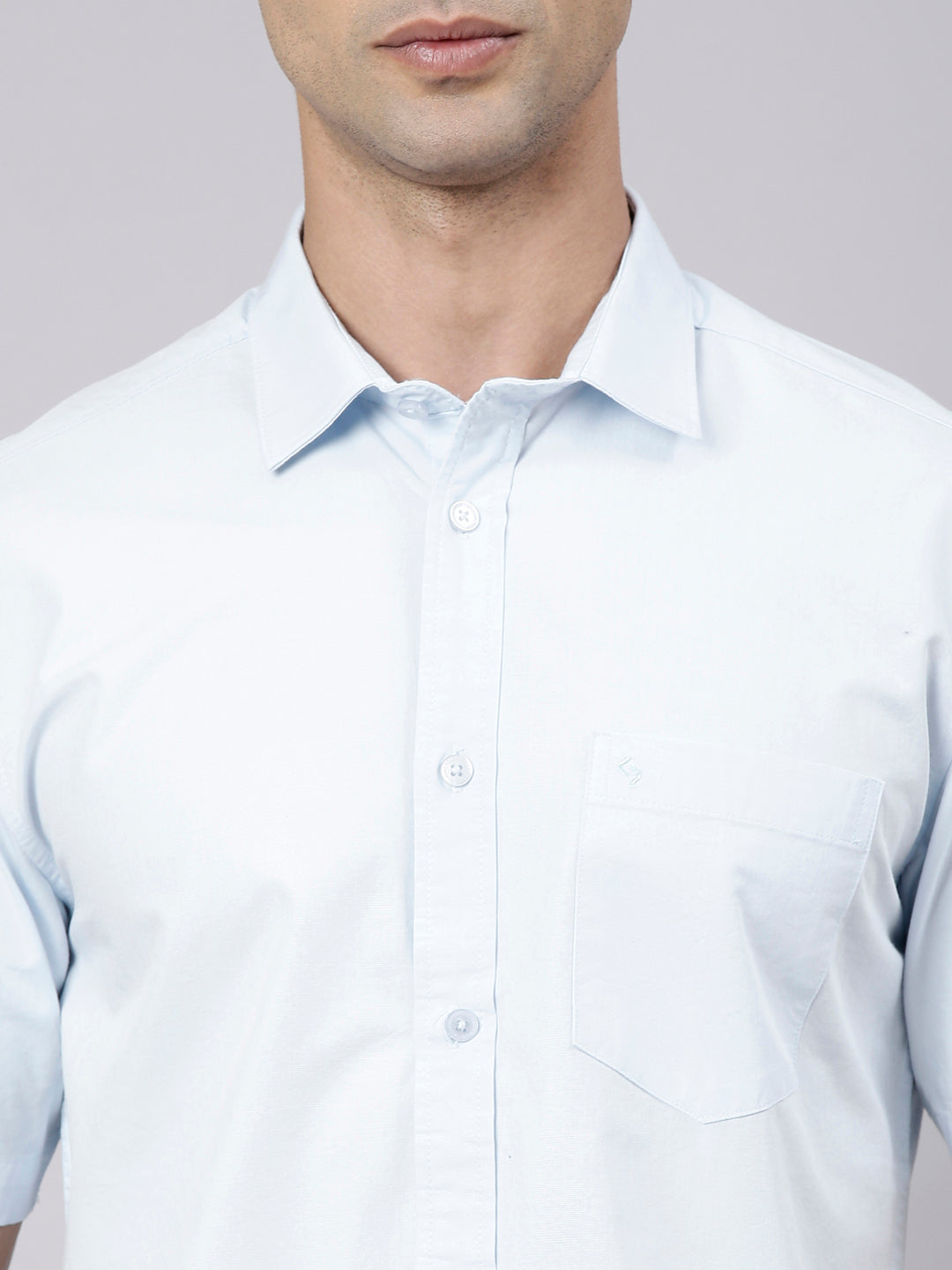 Classic Polo Men's Half Sleeve Light Blue Polo Neck Slim Fit Solid Cotton Casual Shirt | SR1-EL-16 E-HS-SLD-SF