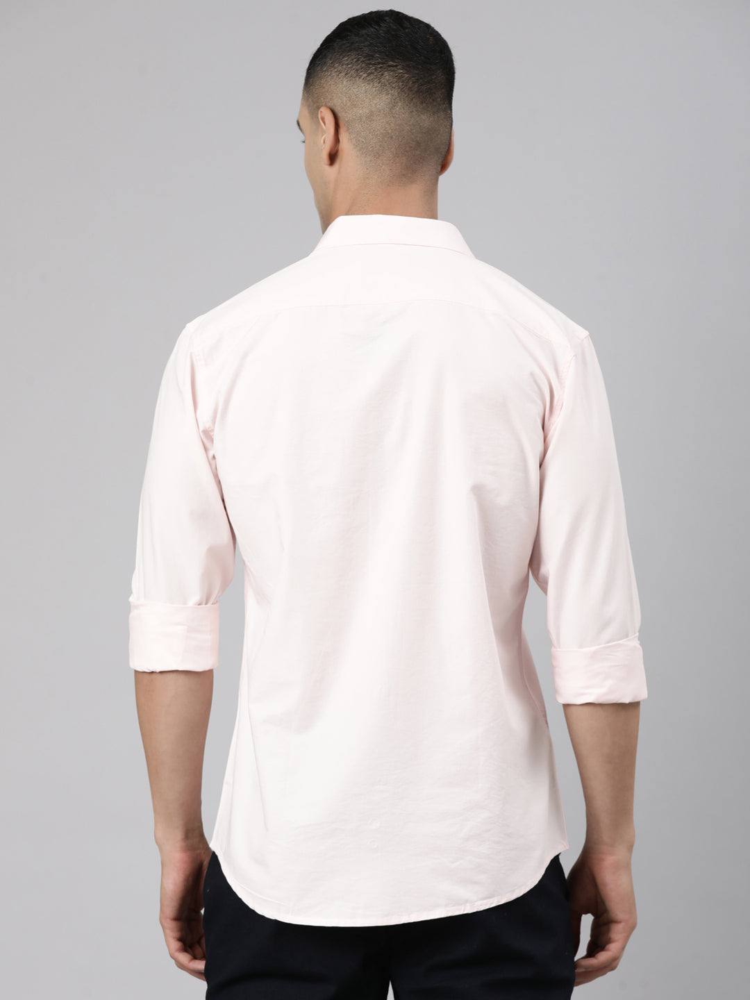 Classic Polo Men's Full Sleeve Light Pink Polo Neck Slim Fit Solid Cotton Casual Shirt | SR1-EL-16 F-FS-SLD-SF