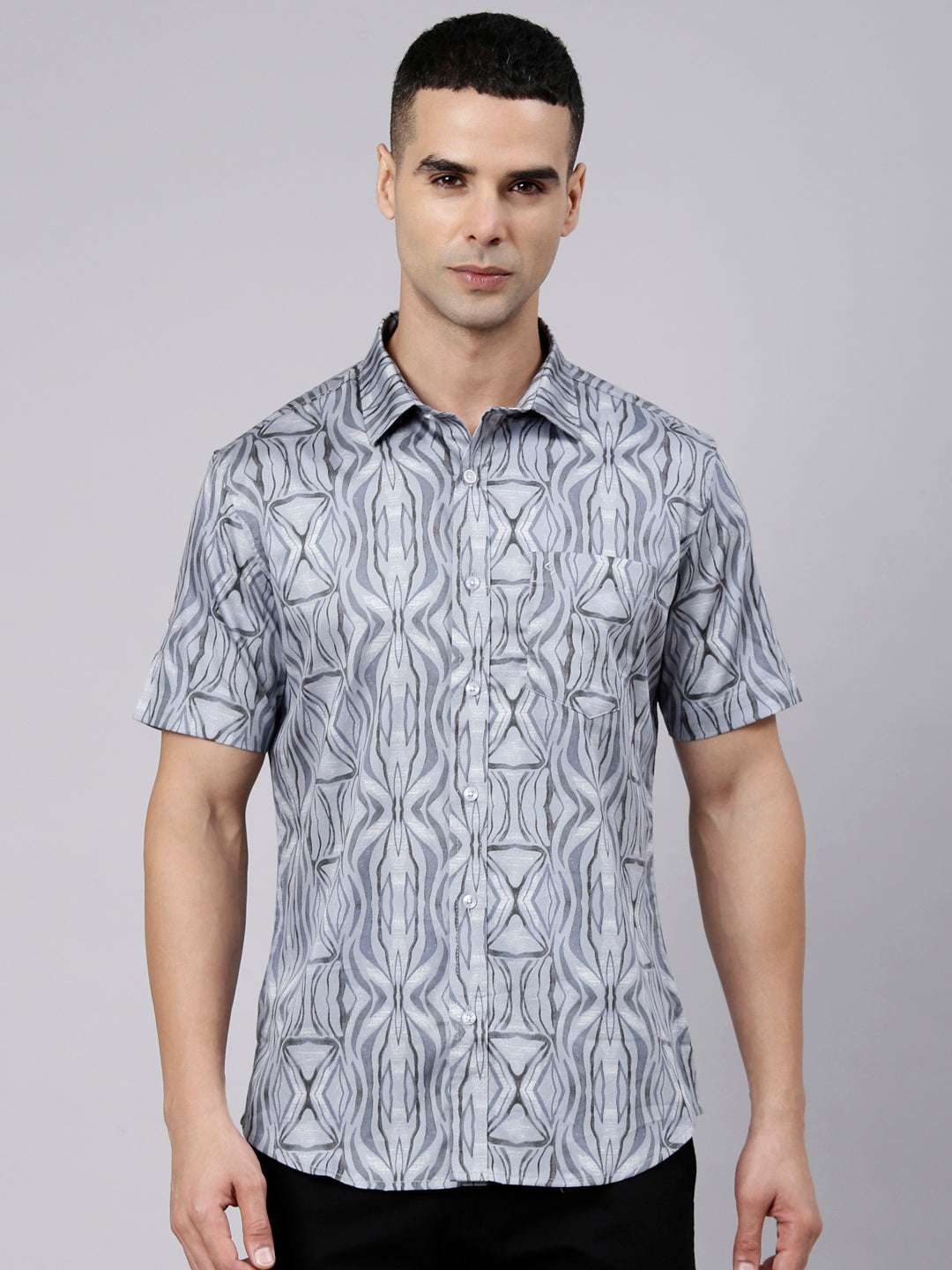 Classic Polo Men's Half Sleeve Multicolor Polo Neck Slim Fit Printed Cotton Casual Shirt | SR1-FL-02 B-HS-PRT-SF