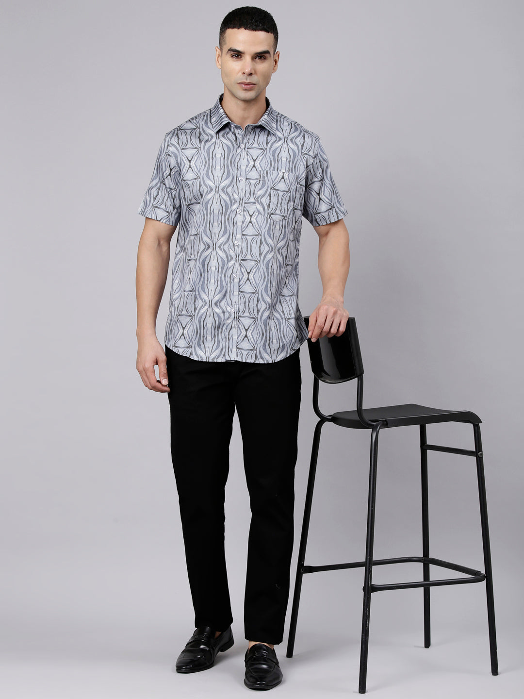 Classic Polo Men's Half Sleeve Multicolor Polo Neck Slim Fit Printed Cotton Casual Shirt | SR1-FL-02 B-HS-PRT-SF