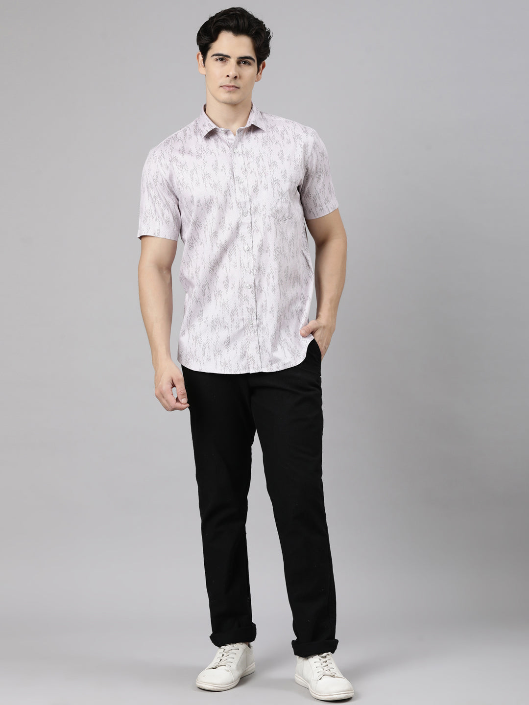 Classic Polo Men's Half Sleeve Multicolor Polo Neck Slim Fit Printed Cotton Casual Shirt | SR1-FL-03 A-HS-PRT-SF