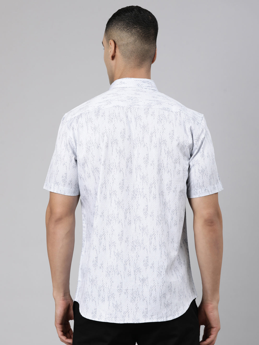 Classic Polo Men's Half Sleeve Light Blue Polo Neck Slim Fit Printed Cotton Casual Shirt | SR1-FL-03 B-HS-PRT-SF