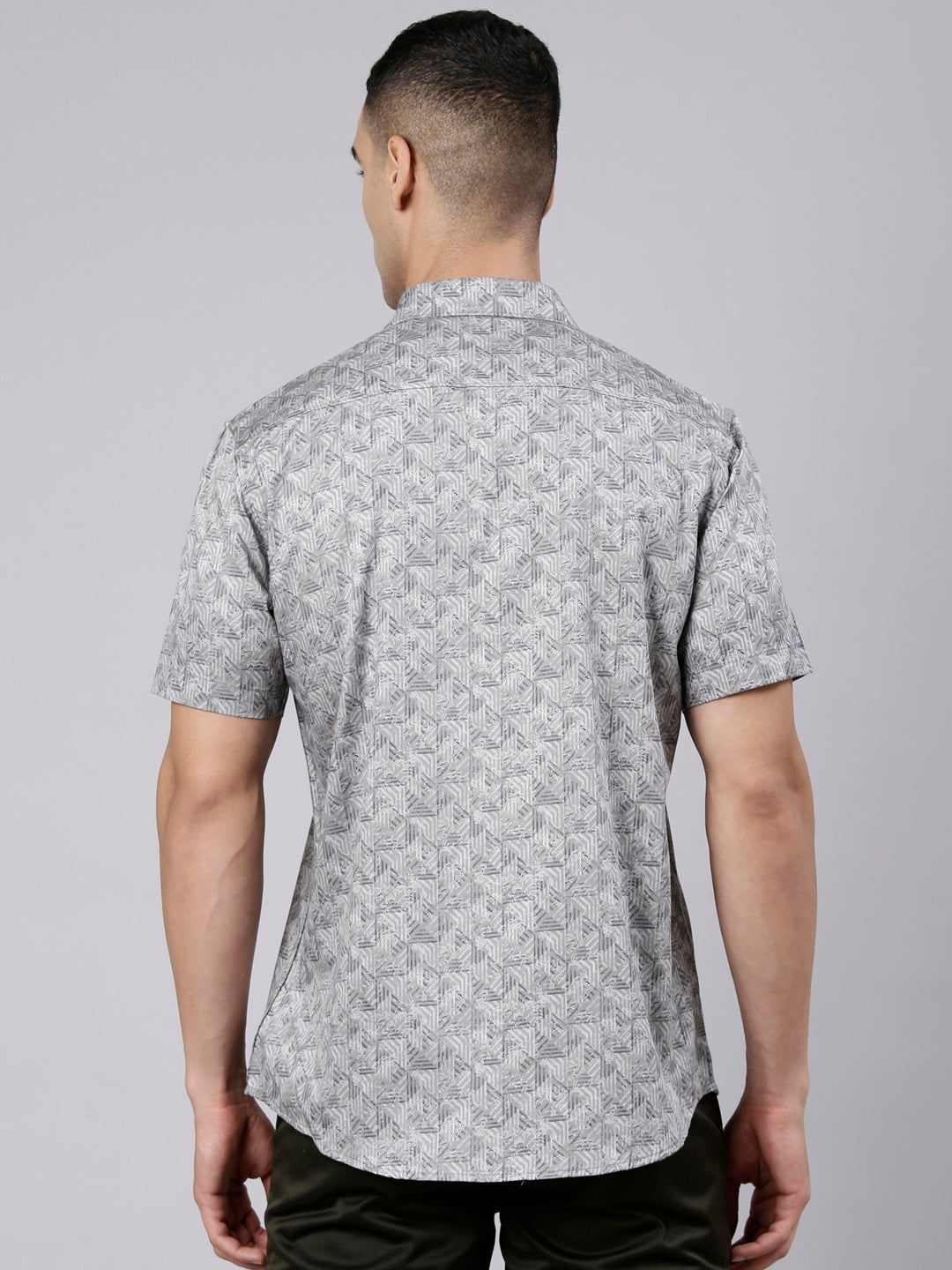 Classic Polo Men's Half Sleeve Dark Grey Polo Neck Slim Fit Printed Cotton Casual Shirt | SR1-FL-05 A-HS-PRT-SF