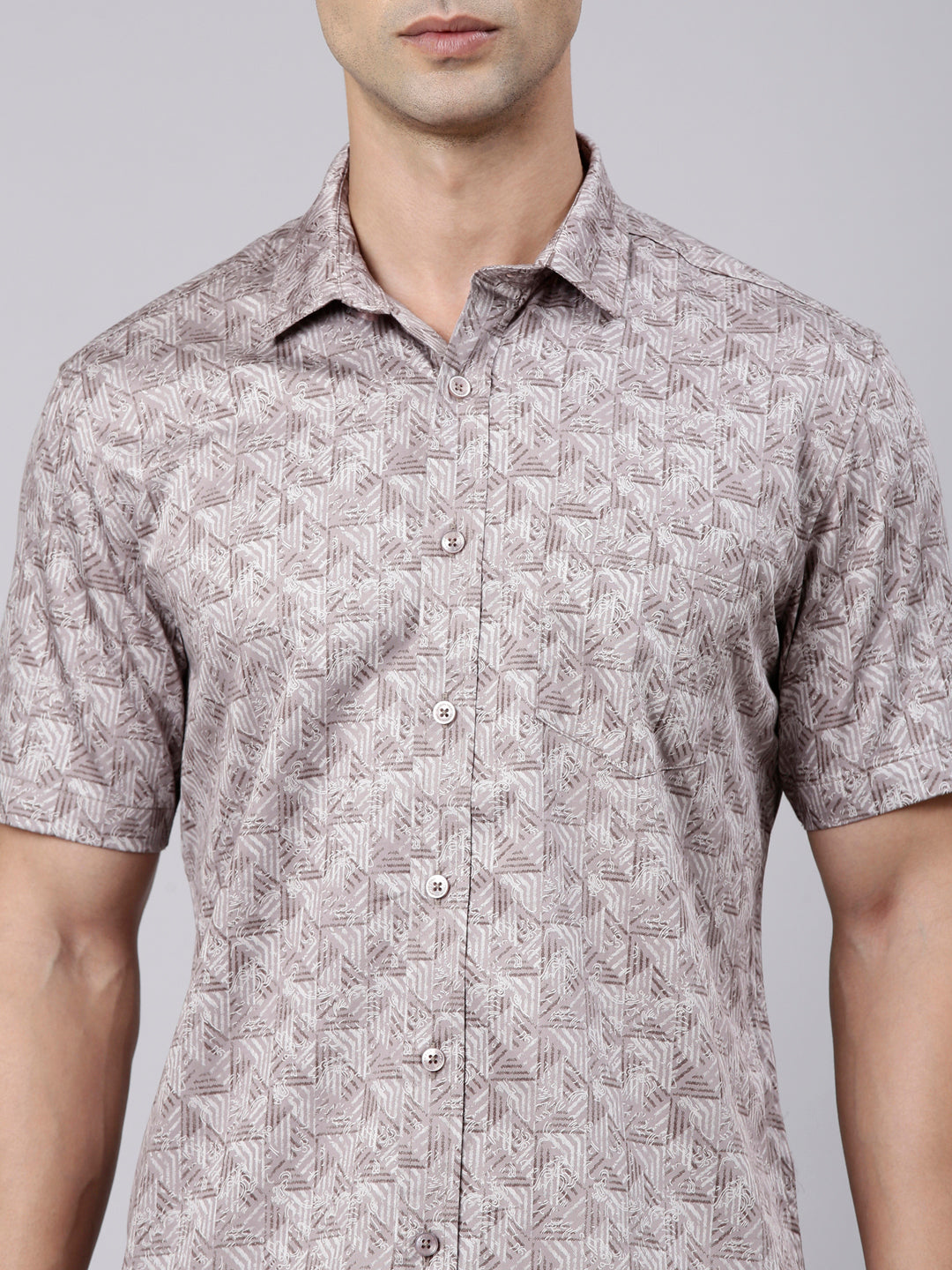 Classic Polo Men's Half Sleeve Mauve Polo Neck Slim Fit Printed Cotton Casual Shirt | SR1-FL-05 B-HS-PRT-SF