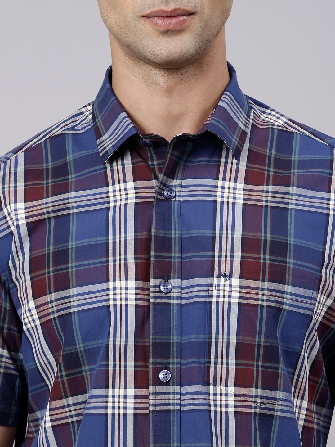 Classic Polo Men's Half Sleeve Multicolor Polo Neck Slim Fit Checked Cotton Casual Shirt | SR1-FL-14 B-HS-CHK-SF