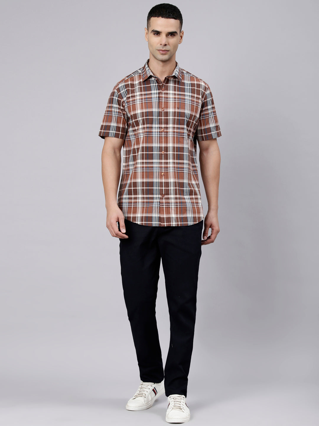 Classic Polo Men's Half Sleeve Multicolor Polo Neck Slim Fit Checked Cotton Casual Shirt | SR1-FL-15 A-HS-CHK-SF