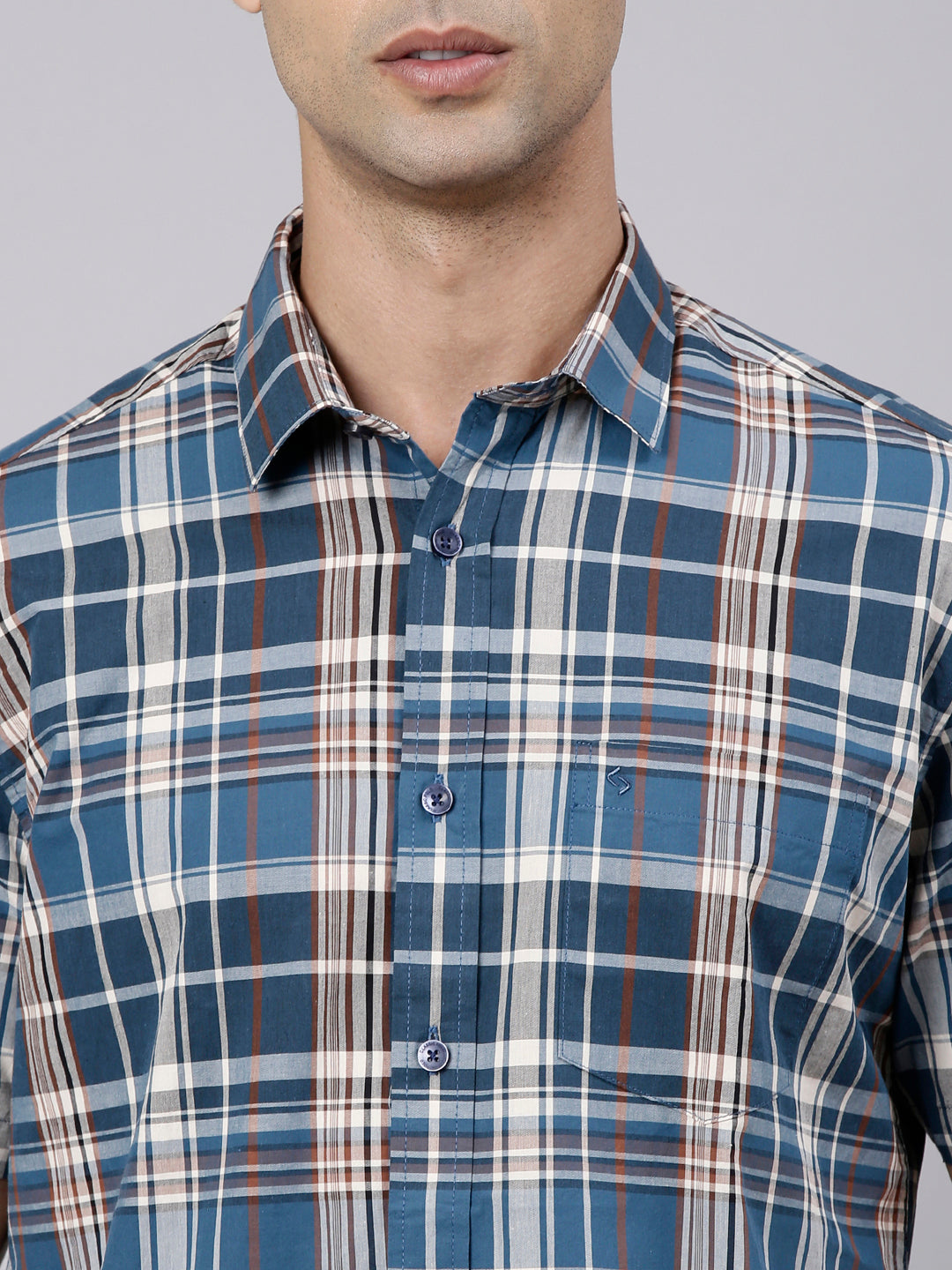 Classic Polo Men's Half Sleeve Multicolor Polo Neck Slim Fit Checked Cotton Casual Shirt | SR1-FL-15 B-HS-CHK-SF