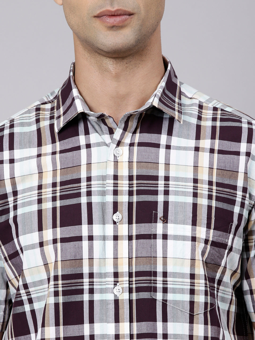 Classic Polo Men's Half Sleeve Multicolor Polo Neck Slim Fit Checked Cotton Casual Shirt | SR1-FL-16 A-HS-CHK-SF