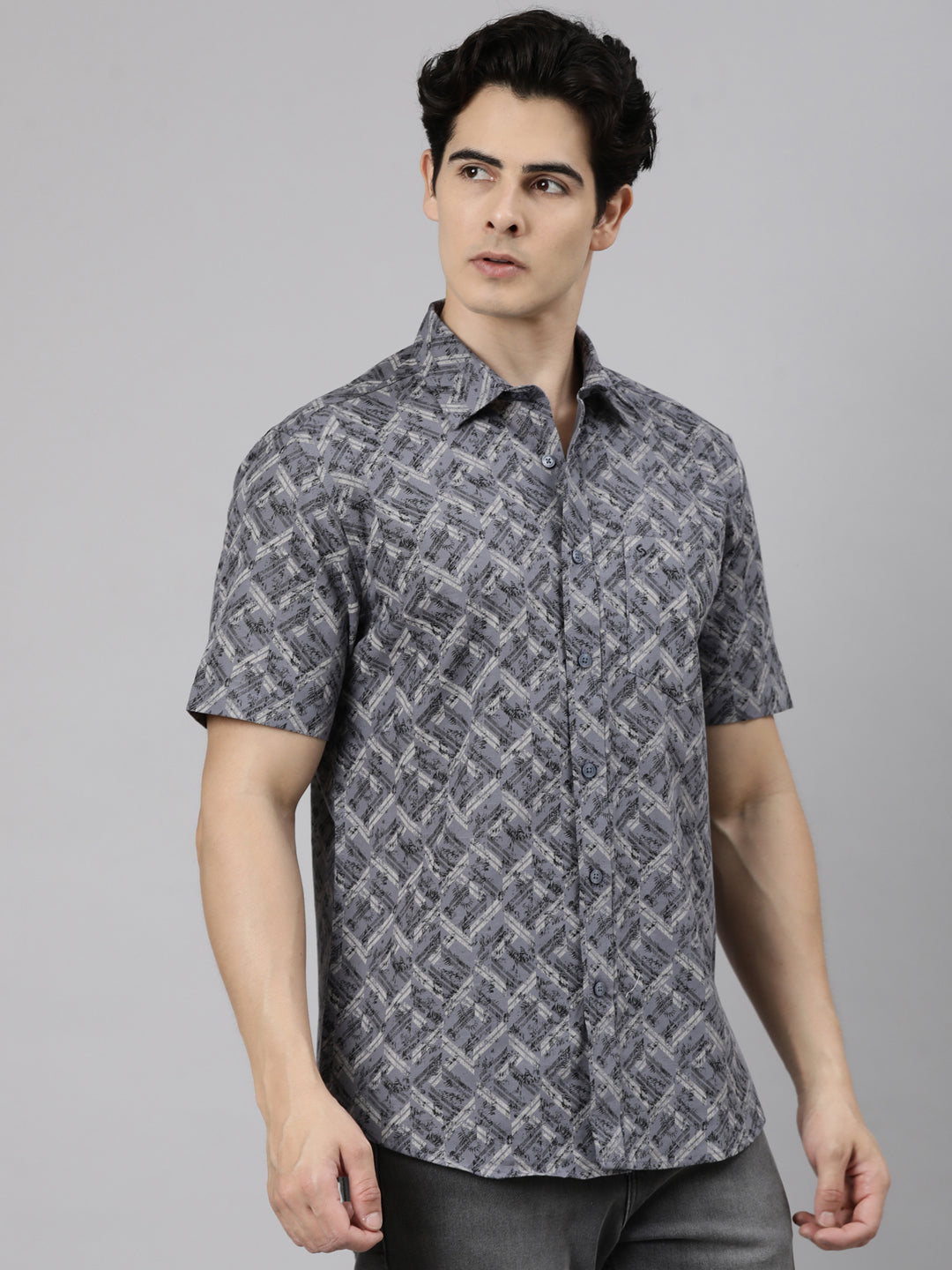 Classic Polo Men's Half Sleeve Multicolor Polo Neck Slim Fit Printed Cotton Casual Shirt | SS1-CL-54 A-HS-PRT-SF