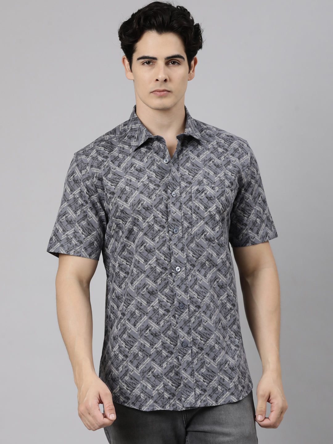 Classic Polo Men's Half Sleeve Multicolor Polo Neck Slim Fit Printed Cotton Casual Shirt | SS1-CL-54 A-HS-PRT-SF