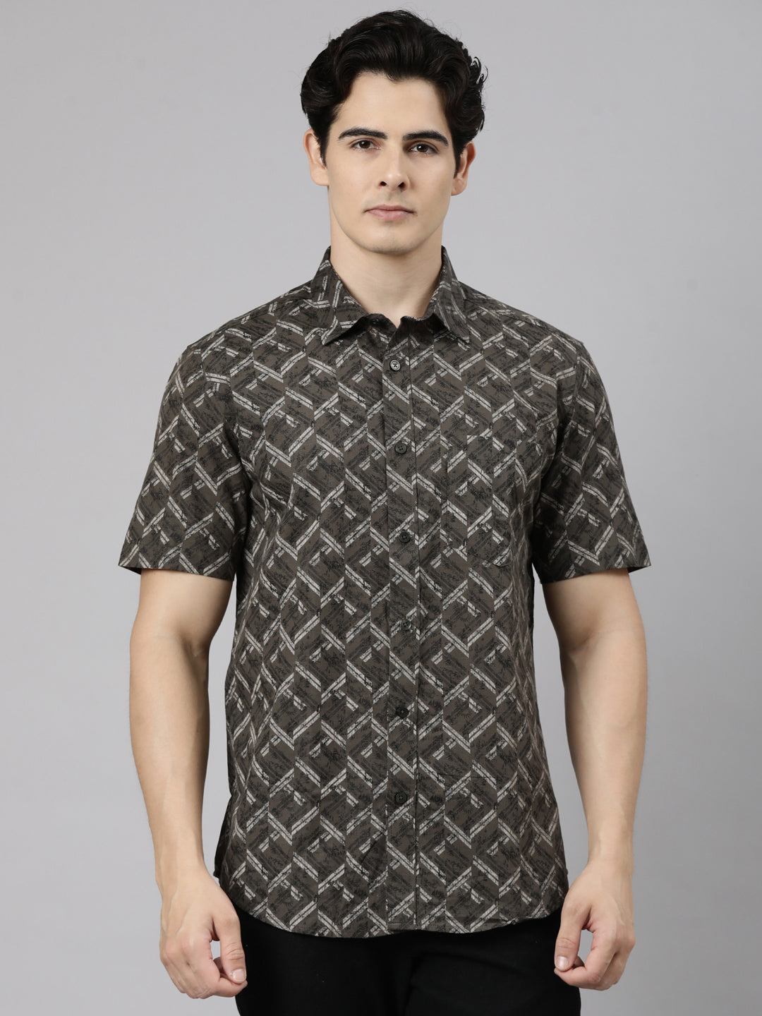 Classic Polo Men's Half Sleeve Multicolor Polo Neck Slim Fit Printed Cotton Casual Shirt | SS1-CL-54 B-HS-PRT-SF