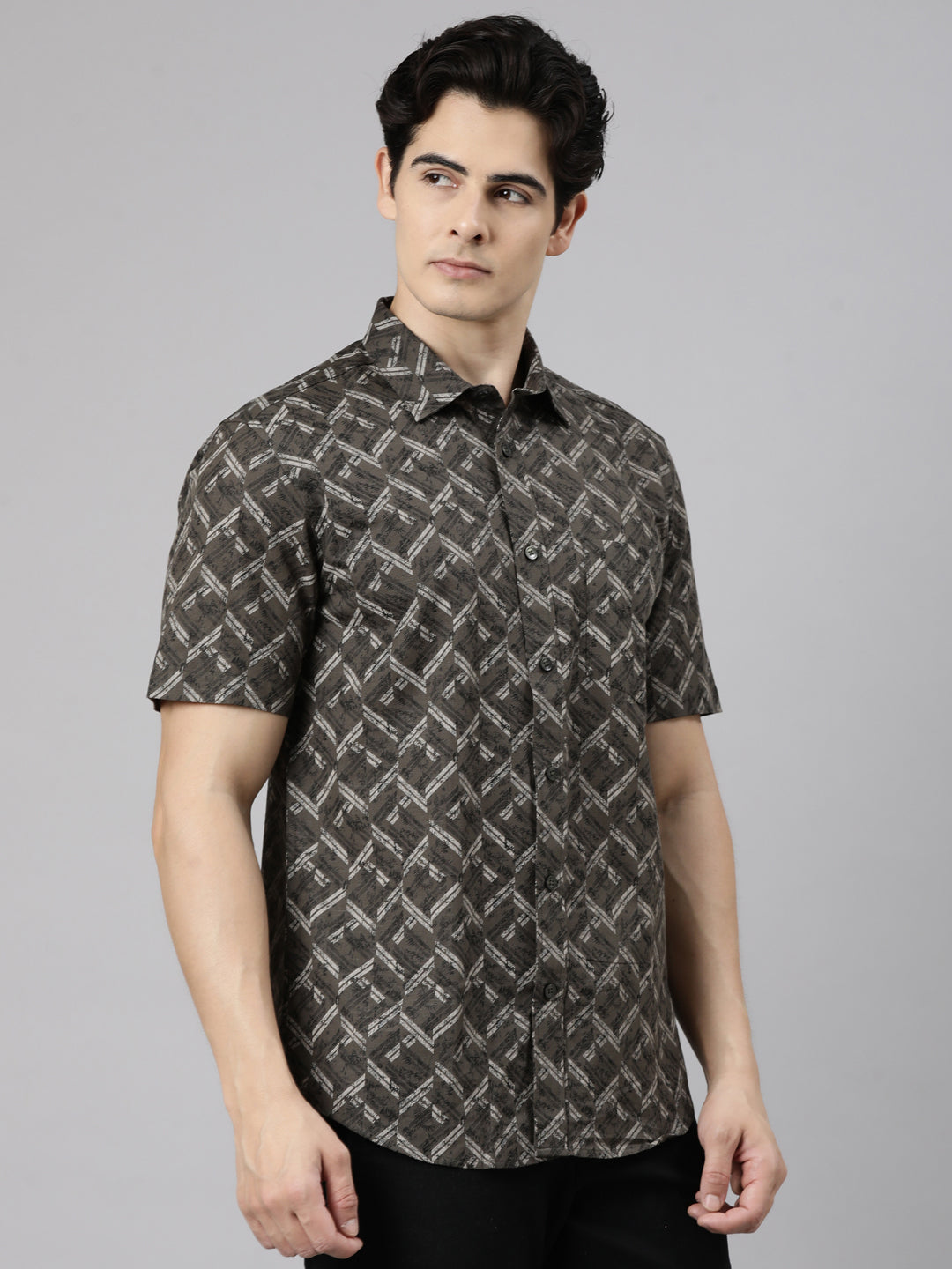 Classic Polo Men's Half Sleeve Multicolor Polo Neck Slim Fit Printed Cotton Casual Shirt | SS1-CL-54 B-HS-PRT-SF