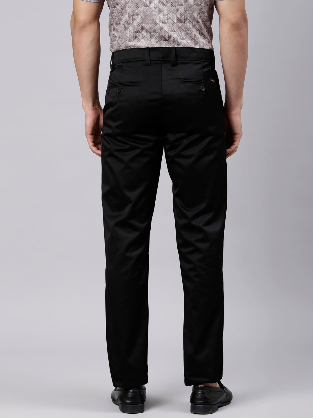 Classic Polo Men's Black Straight Fit Solid Cotton Trouser | GLINT - BLACK STF