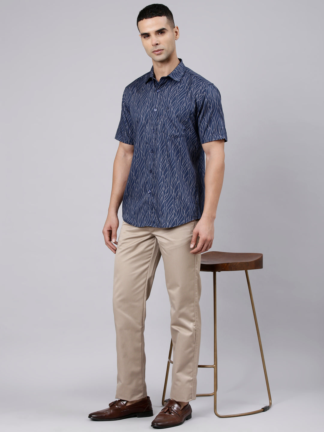 Classic Polo Men's Light Khaki Straight Fit Solid Cotton Trouser | GLINT - LT.KHAKI STF