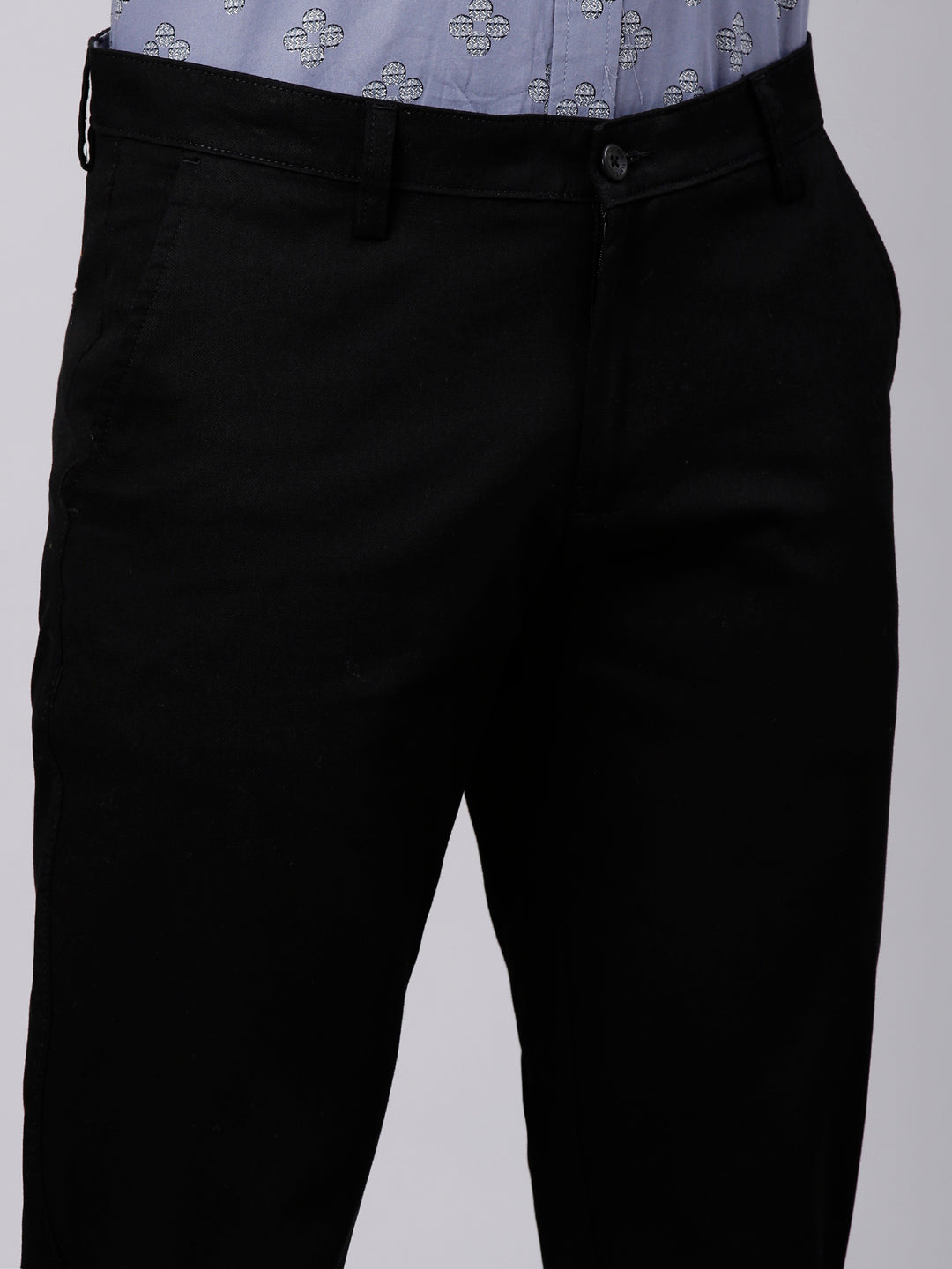Classic Polo Men's Black Moderate Fit Solid Cotton Trouser | LTR1-EL-03 D-BLK-MF-LY