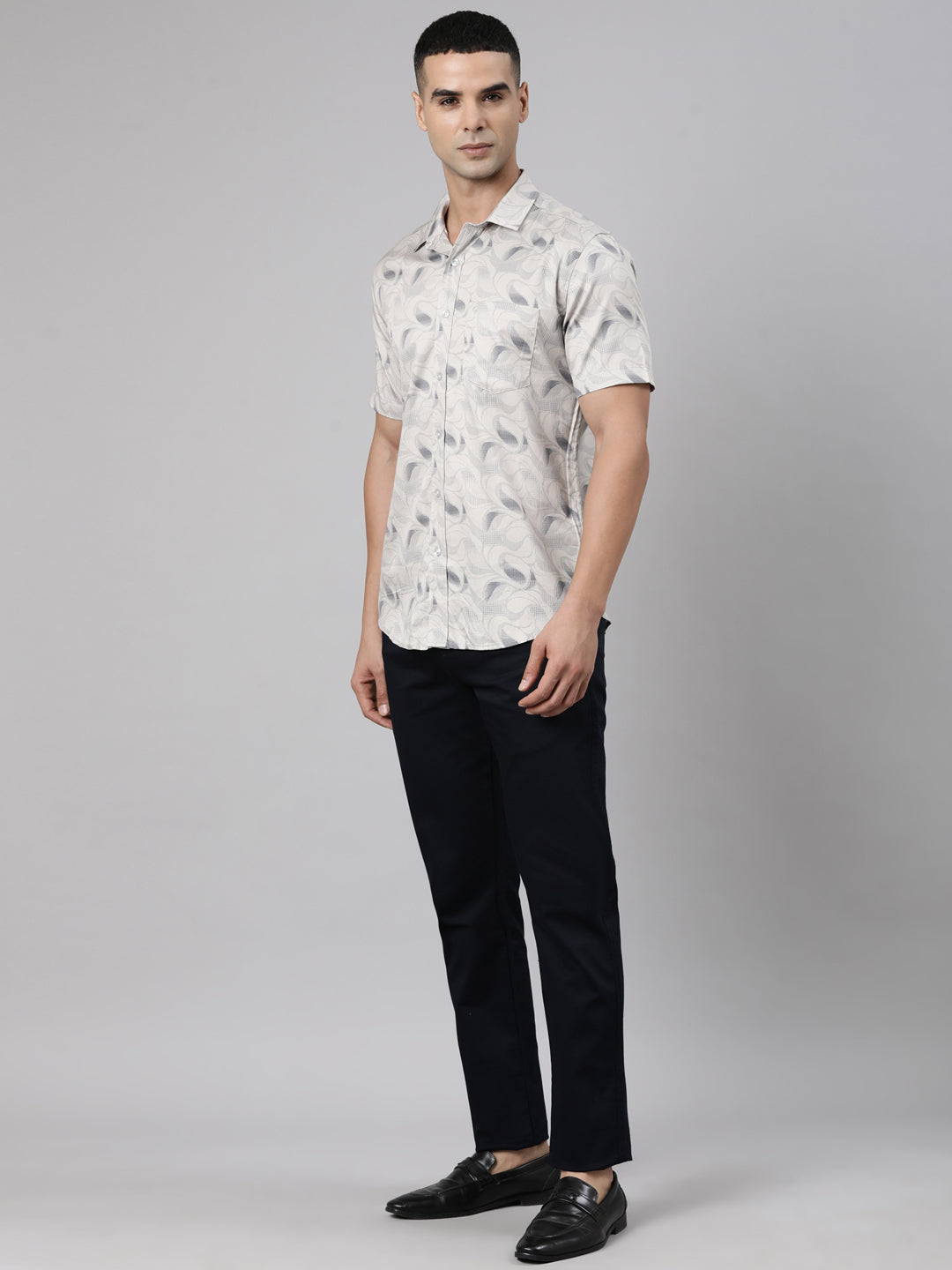 Classic Polo Men's Dark Navy Moderate Fit Solid Cotton Trouser | LTR1-EL-04 B-NVY-MF-LY