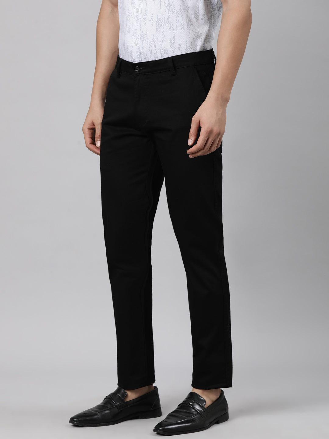 Classic Polo Men's Black Moderate Fit Solid Cotton Trouser | LTR1-EL-04 C-BLK-MF-LY