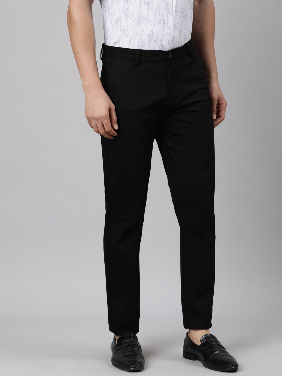 Classic Polo Men's Black Moderate Fit Solid Cotton Trouser | LTR1-EL-04 C-BLK-MF-LY