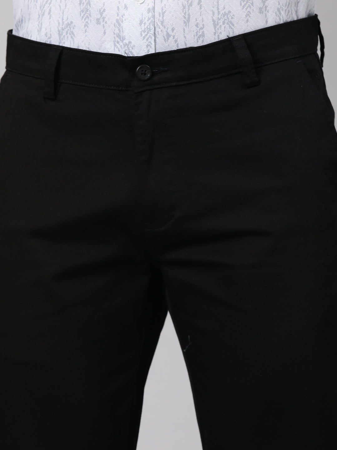 Classic Polo Men's Black Moderate Fit Solid Cotton Trouser | LTR1-EL-04 C-BLK-MF-LY