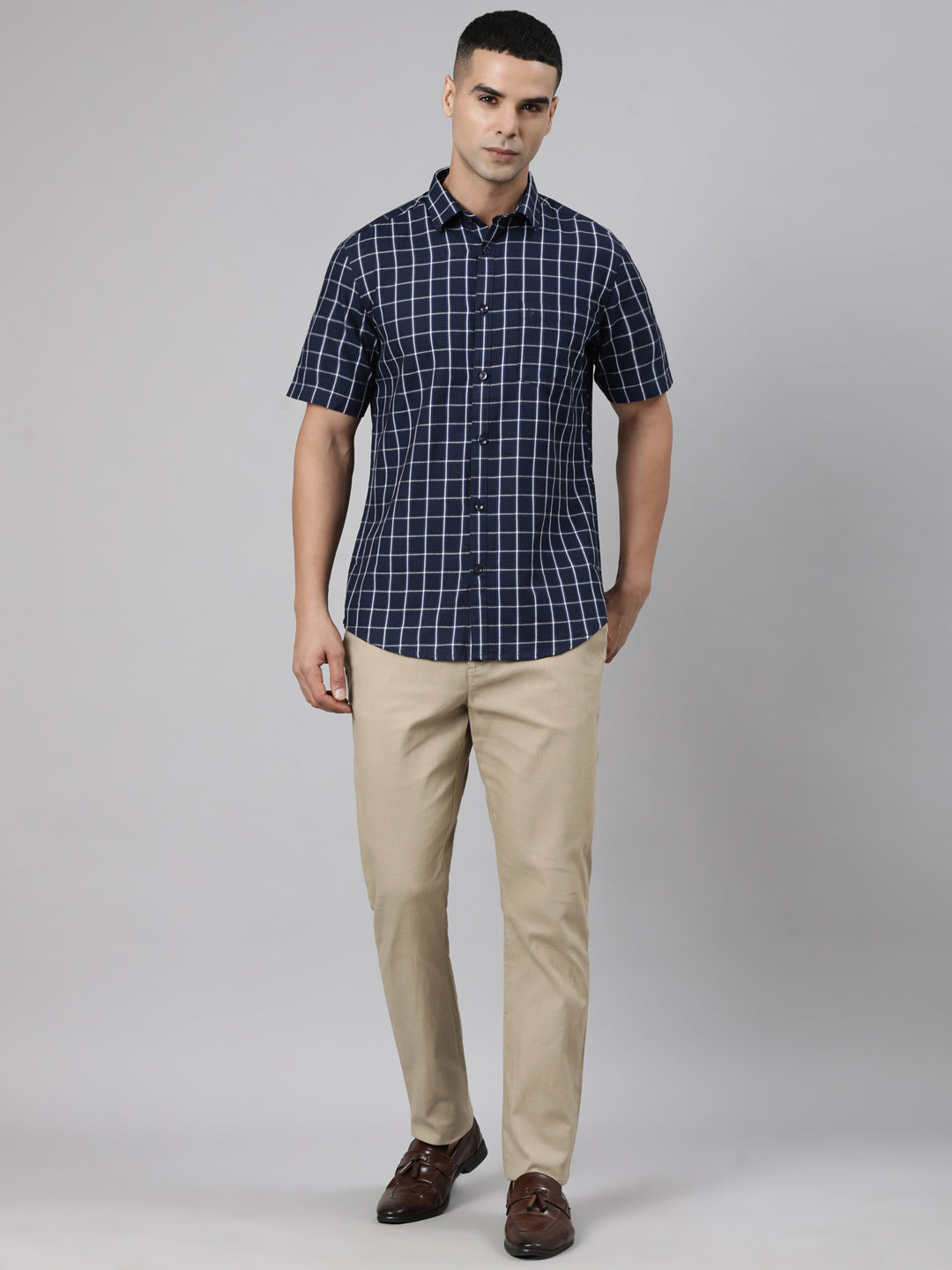 Classic Polo Men's Light Khaki Relaxed Fit Solid Cotton Trouser | LTR1-EL-06 A-KHK-RF-LY
