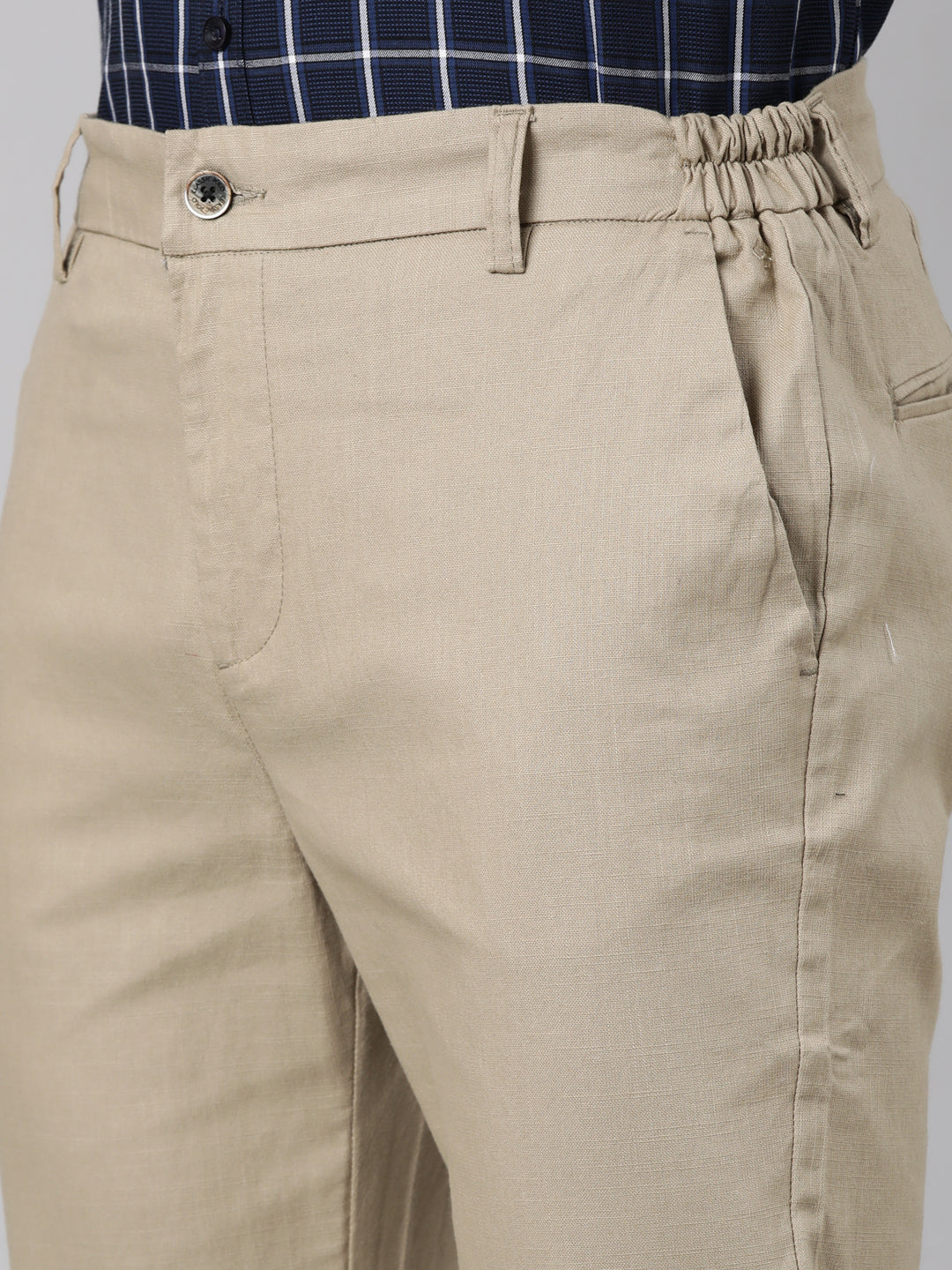Classic Polo Men's Light Khaki Relaxed Fit Solid Cotton Trouser | LTR1-EL-06 A-KHK-RF-LY