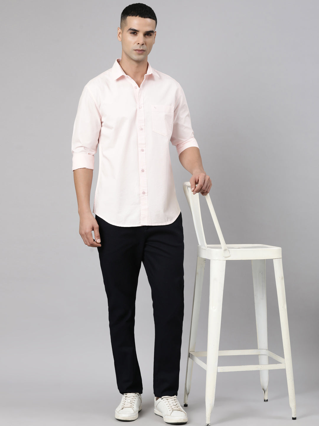 Classic Polo Men's Dark Navy Relaxed Fit Solid Cotton Trouser | LTR1-EL-06 B-NVY-RF-LY
