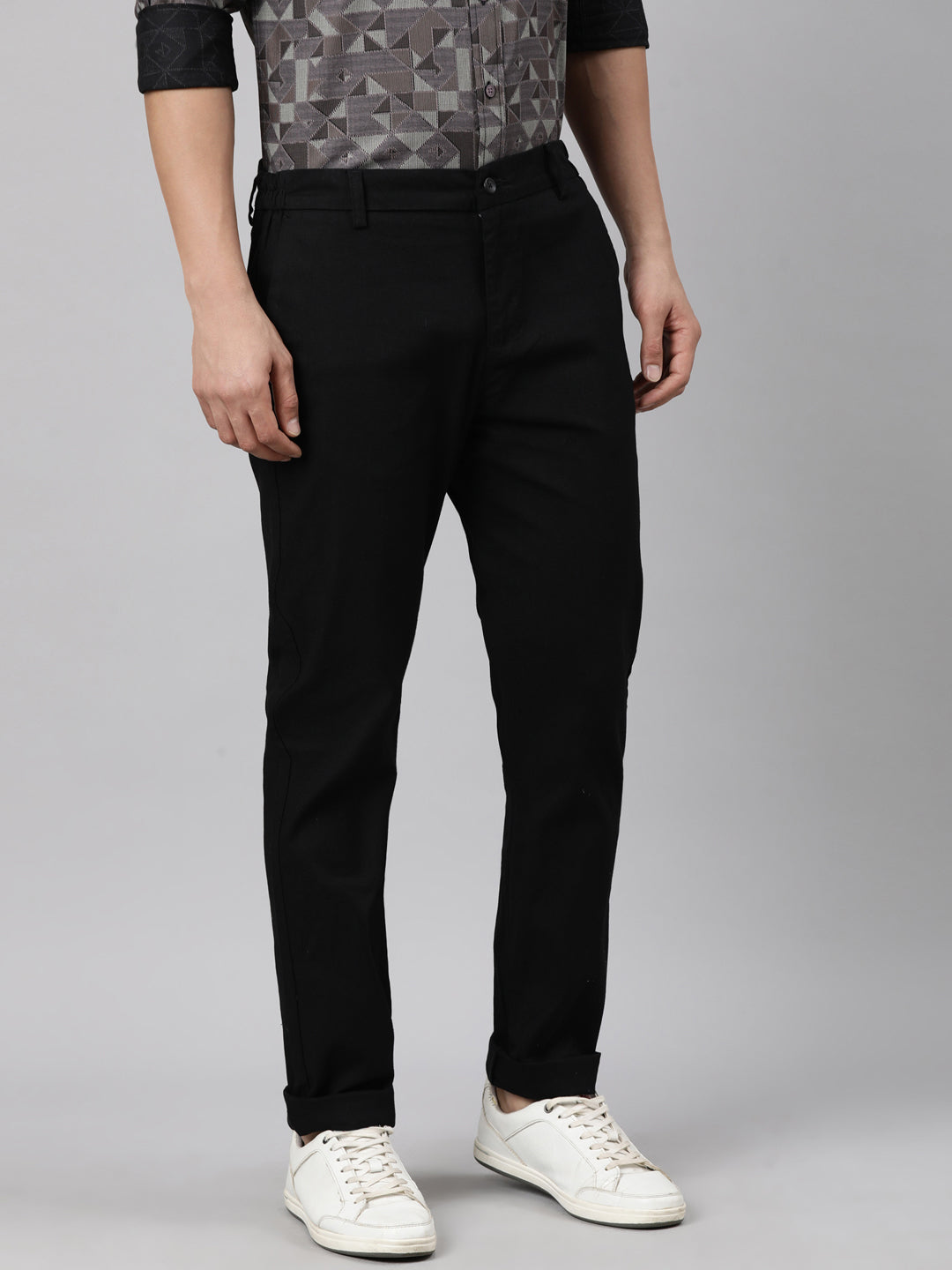 Classic Polo Men's Black Relaxed Fit Solid Cotton Trouser | LTR1-EL-06 C-BLK-RF-LY
