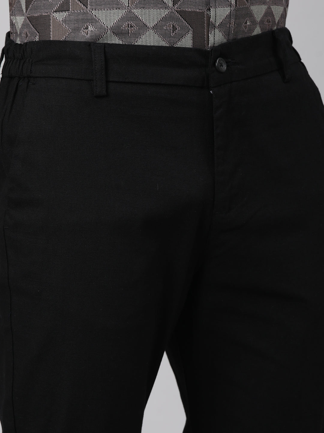 Classic Polo Men's Black Relaxed Fit Solid Cotton Trouser | LTR1-EL-06 C-BLK-RF-LY