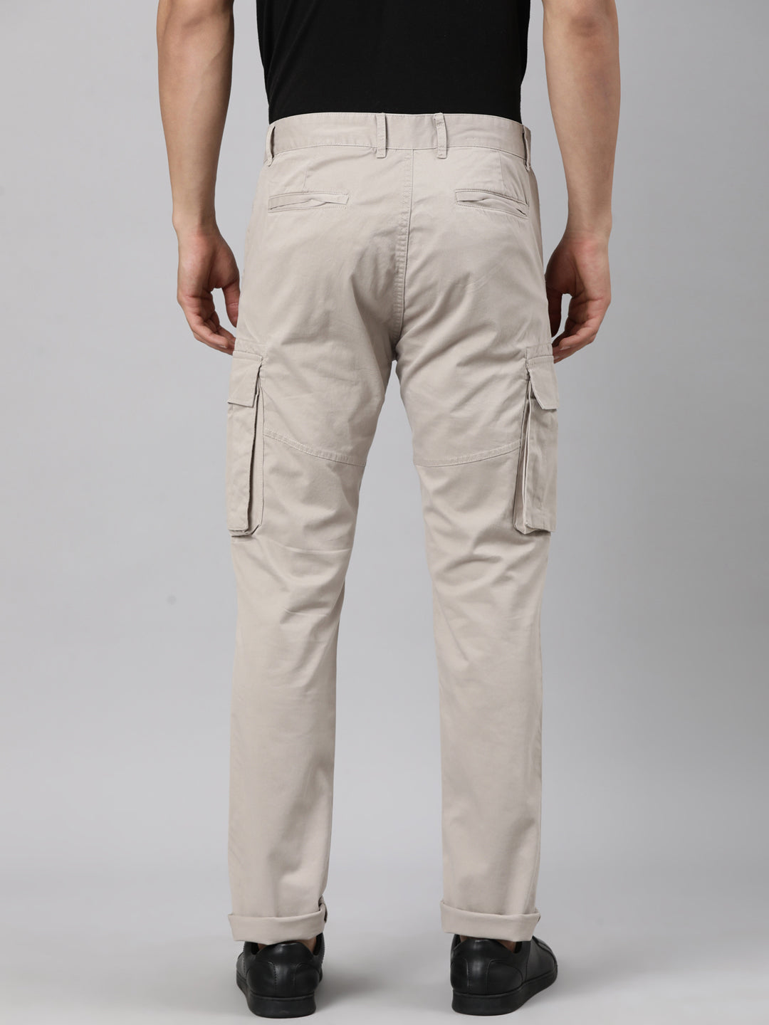 Classic Polo Men's Off-White Moderate Fit Solid Cotton Lycra Cargo Pant | CARGO - KHAKI-CRF-LY