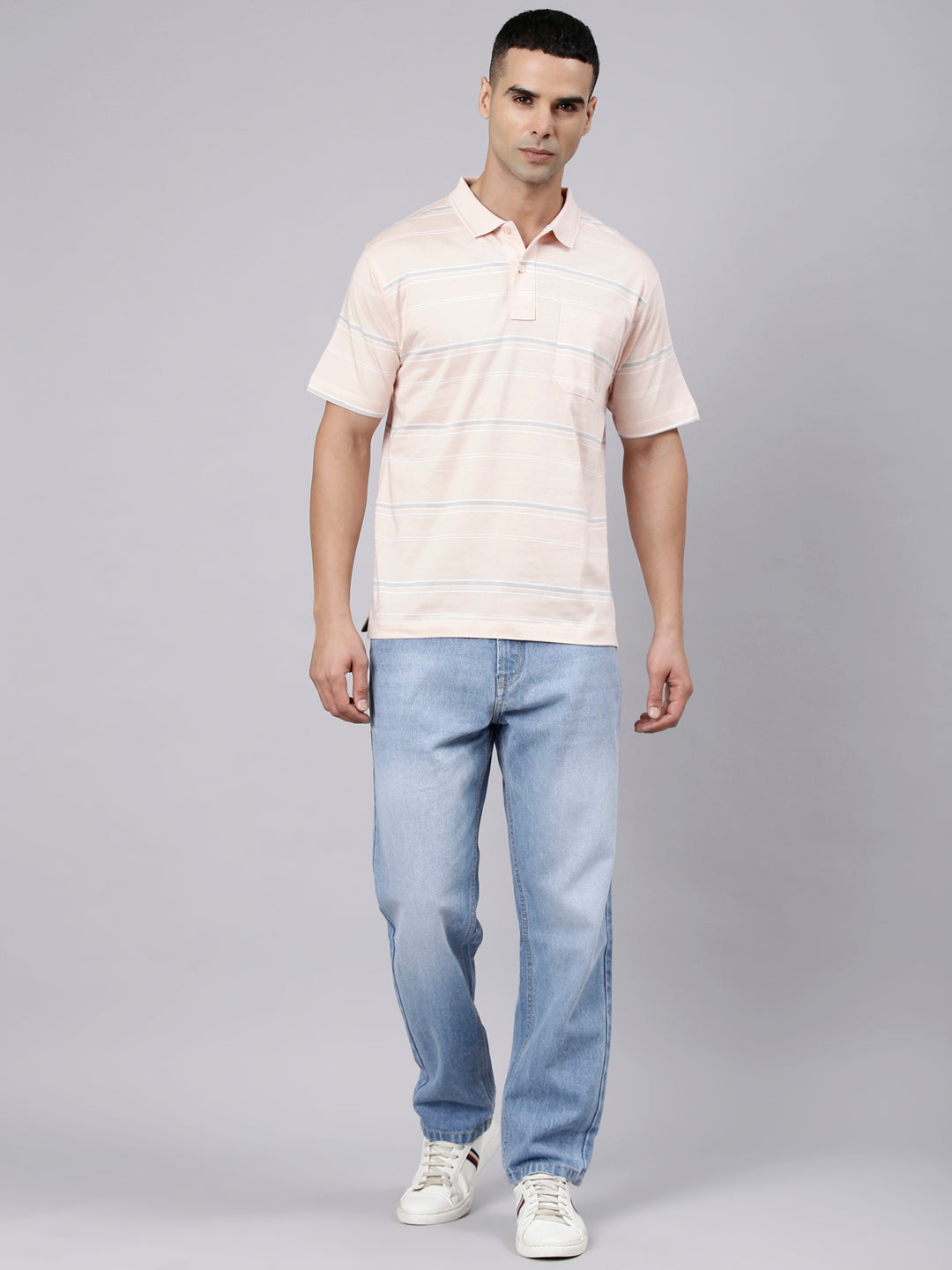 Classic Polo Men's Ice Blue Straight Fit Solid Cotton Lycra Denim | CPDR1-09-ICEBLU-ST