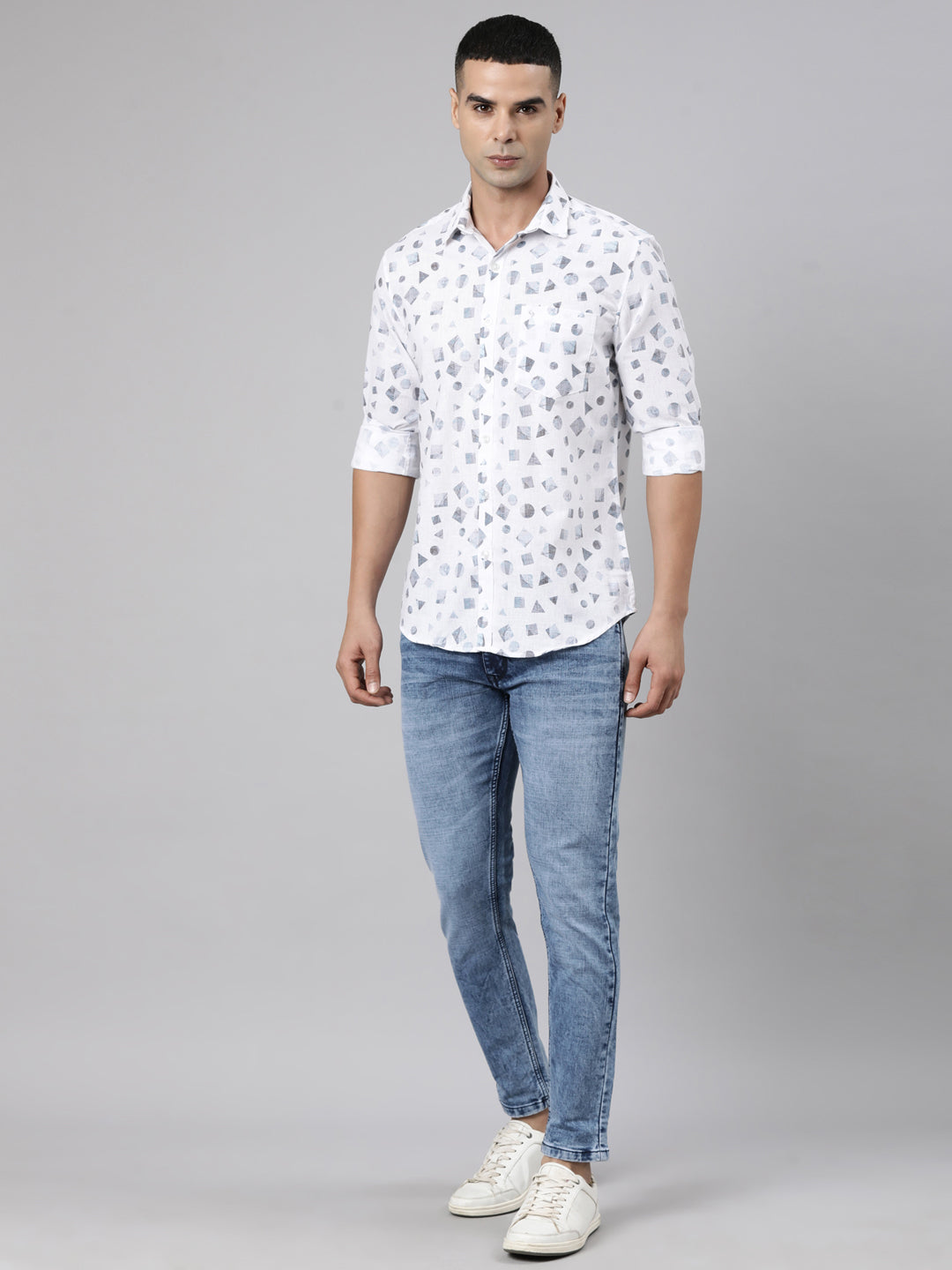 Classic Polo Men's Light Blue Ankle Fit Solid Cotton Lycra Denim | LDMR1-01-LBLU-AF