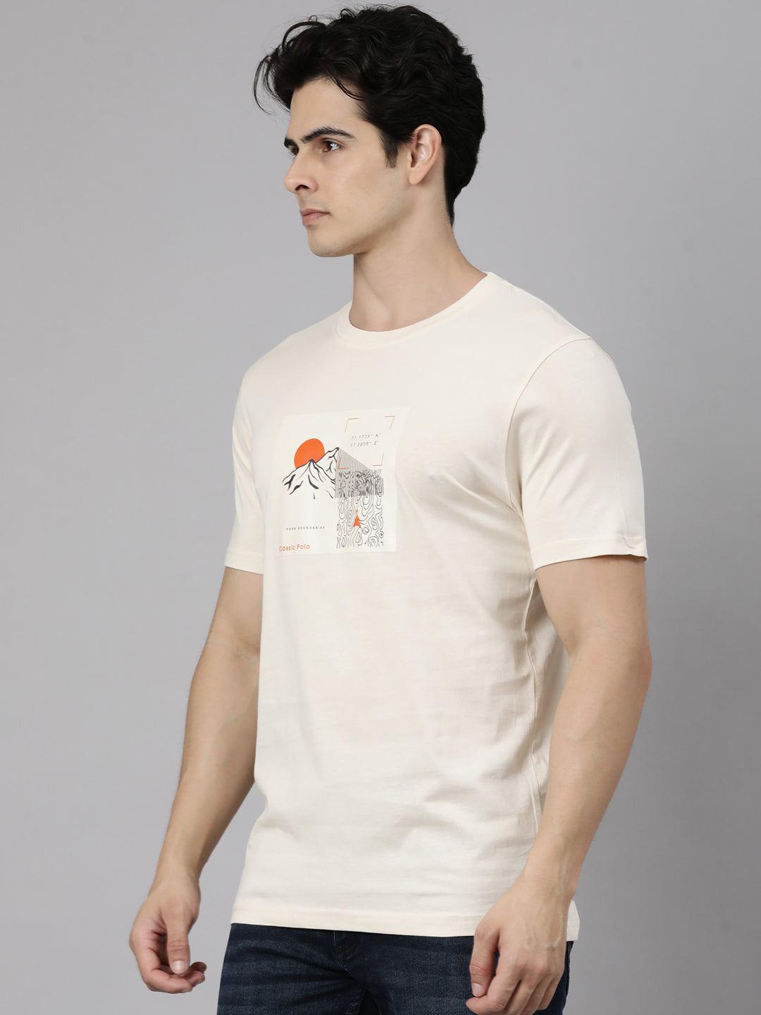 Classic Polo Men's Half Sleeve Multicolor Round Neck Slim Fit Printed Cotton T-Shirt | TOY-TRIO-922 SF C