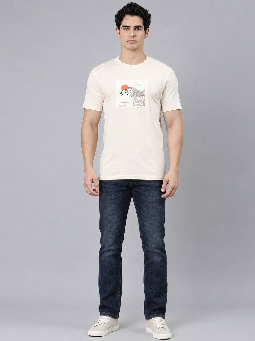 Classic Polo Men's Half Sleeve Multicolor Round Neck Slim Fit Printed Cotton T-Shirt | TOY-TRIO-922 SF C