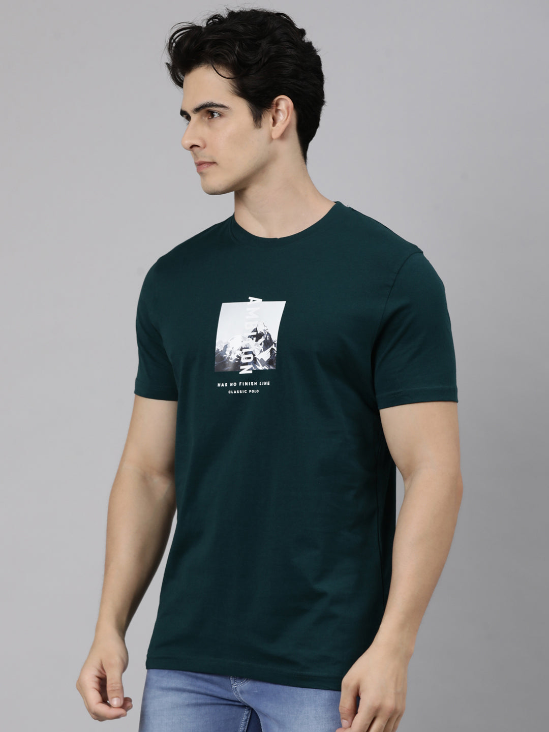 Classic Polo Men's Half Sleeve Multicolor Round Neck Slim Fit Printed Cotton T-Shirt | TOY-TRIO-923 SF C