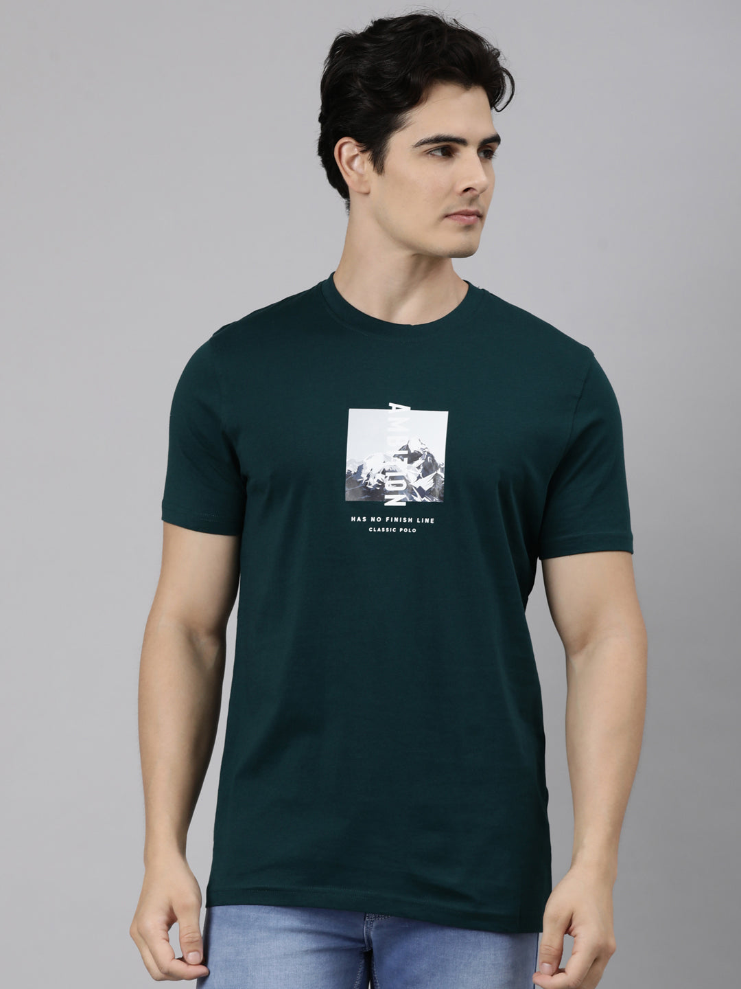 Classic Polo Men's Half Sleeve Multicolor Round Neck Slim Fit Printed Cotton T-Shirt | TOY-TRIO-923 SF C