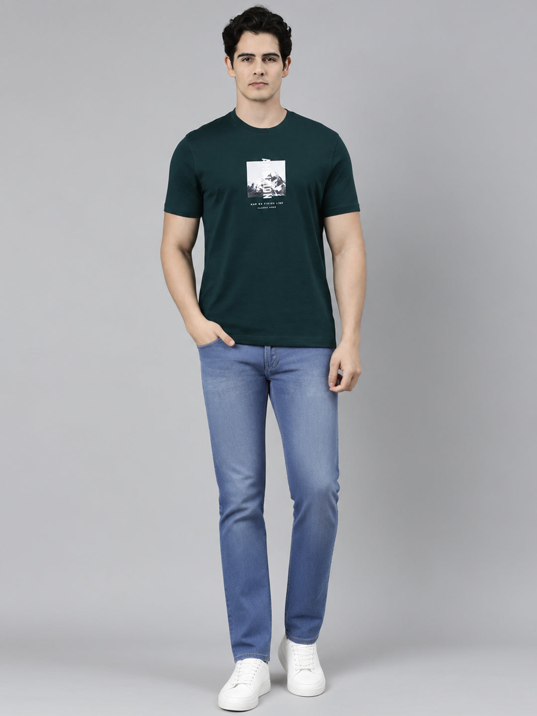 Classic Polo Men's Half Sleeve Multicolor Round Neck Slim Fit Printed Cotton T-Shirt | TOY-TRIO-923 SF C