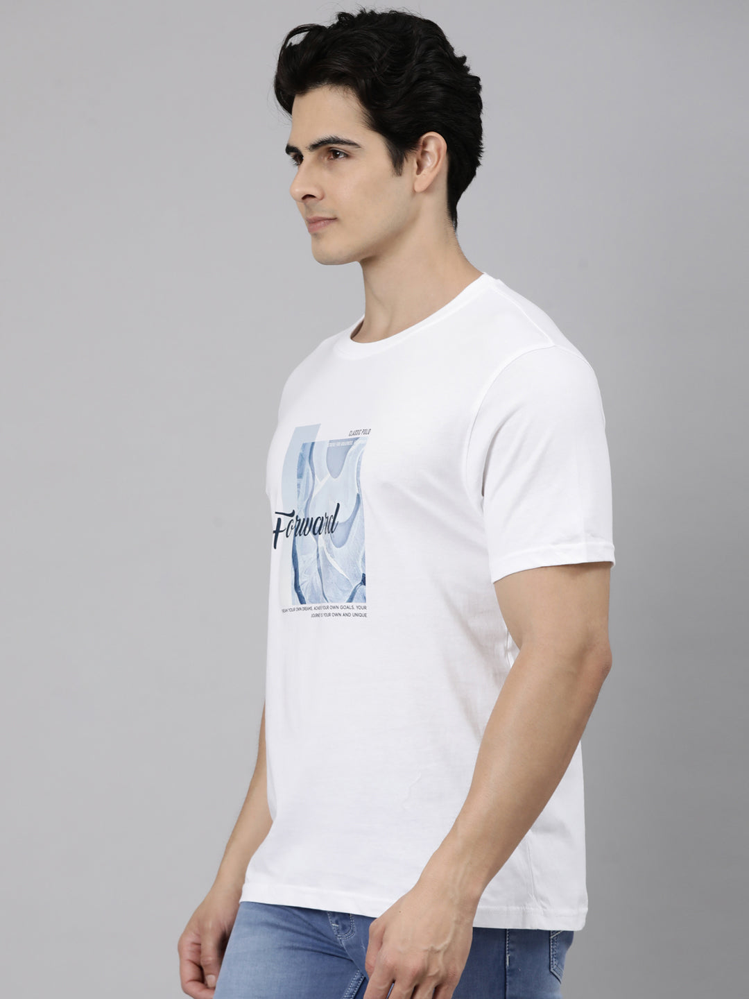 Classic Polo Men's Half Sleeve Multicolor Round Neck Slim Fit Printed Cotton T-Shirt | TOY-TRIO-925 SF C