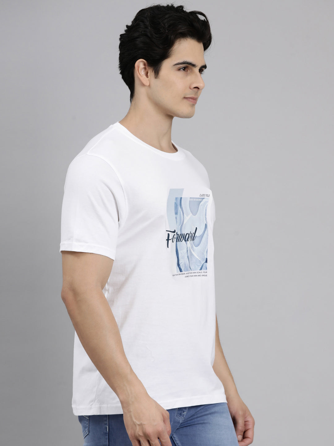 Classic Polo Men's Half Sleeve Multicolor Round Neck Slim Fit Printed Cotton T-Shirt | TOY-TRIO-925 SF C