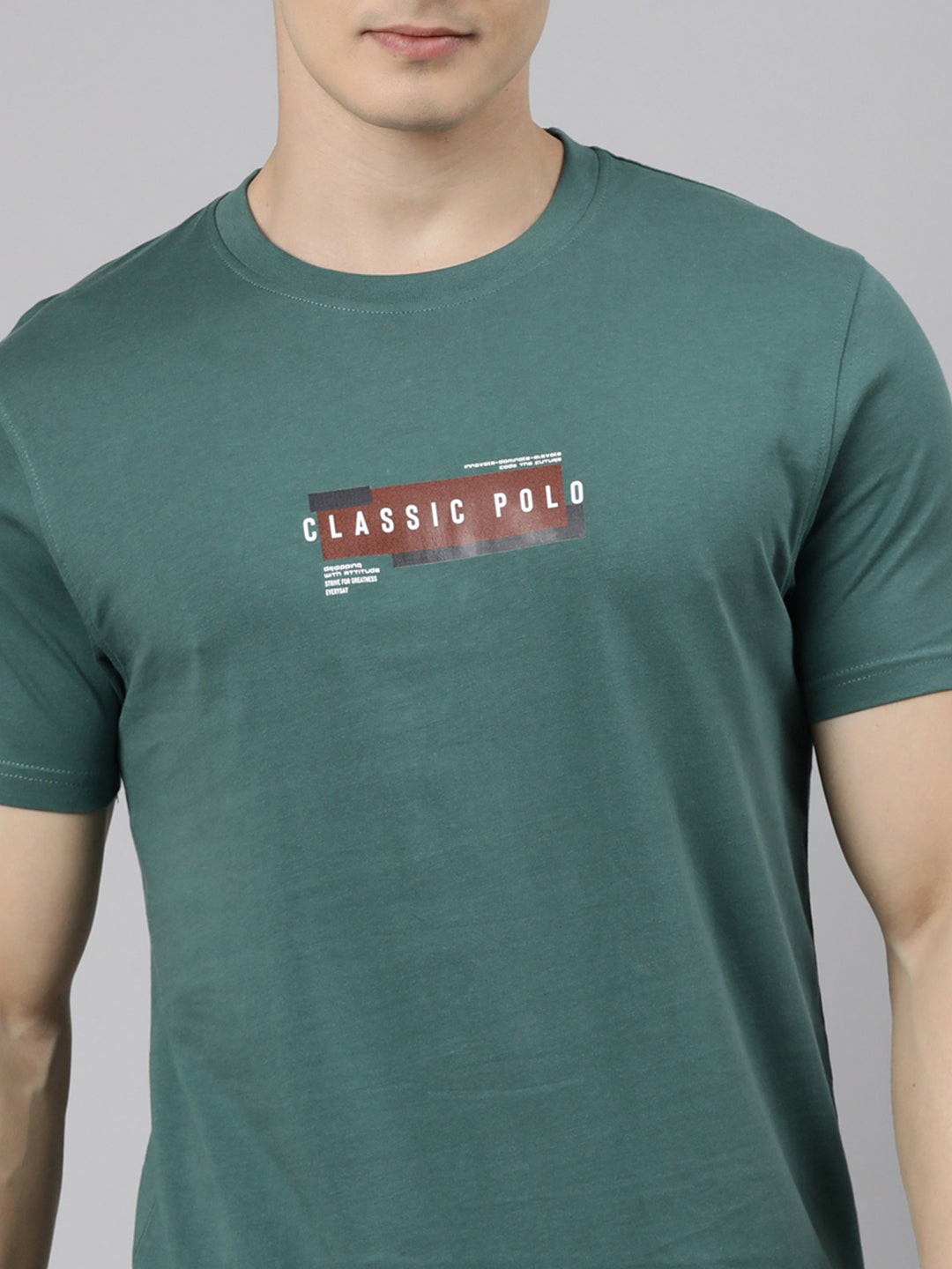 Classic Polo Men's Half Sleeve Multicolor Round Neck Slim Fit Printed Cotton T-Shirt | TOY-TRIO-927 SF C.A