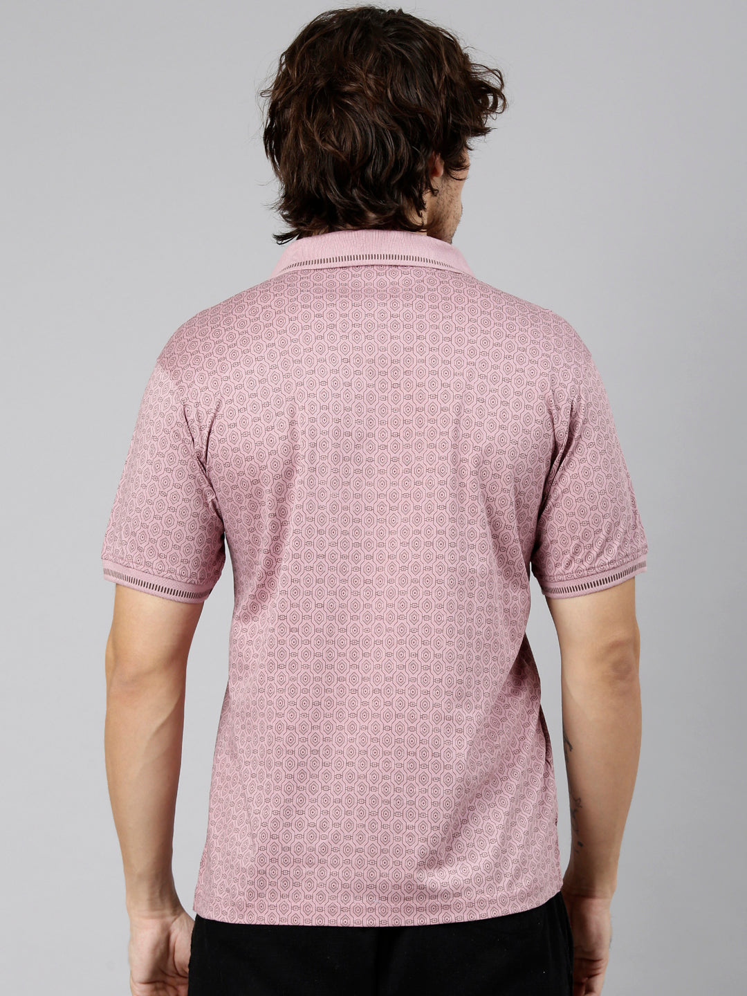 Classic Polo Men's Half Sleeve Mauve Polo Neck Authentic Fit AOP Cotton T-Shirt | CRESTAL AOP - 04 B AF P