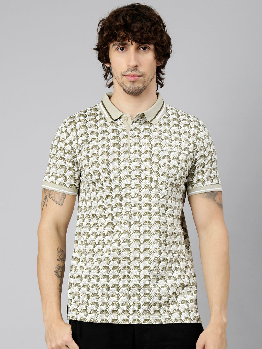 Classic Polo Men's Half Sleeve Multicolor Polo Neck Slim Fit AOP Cotton T-Shirt | ETRANO AOP - 03 B SF P