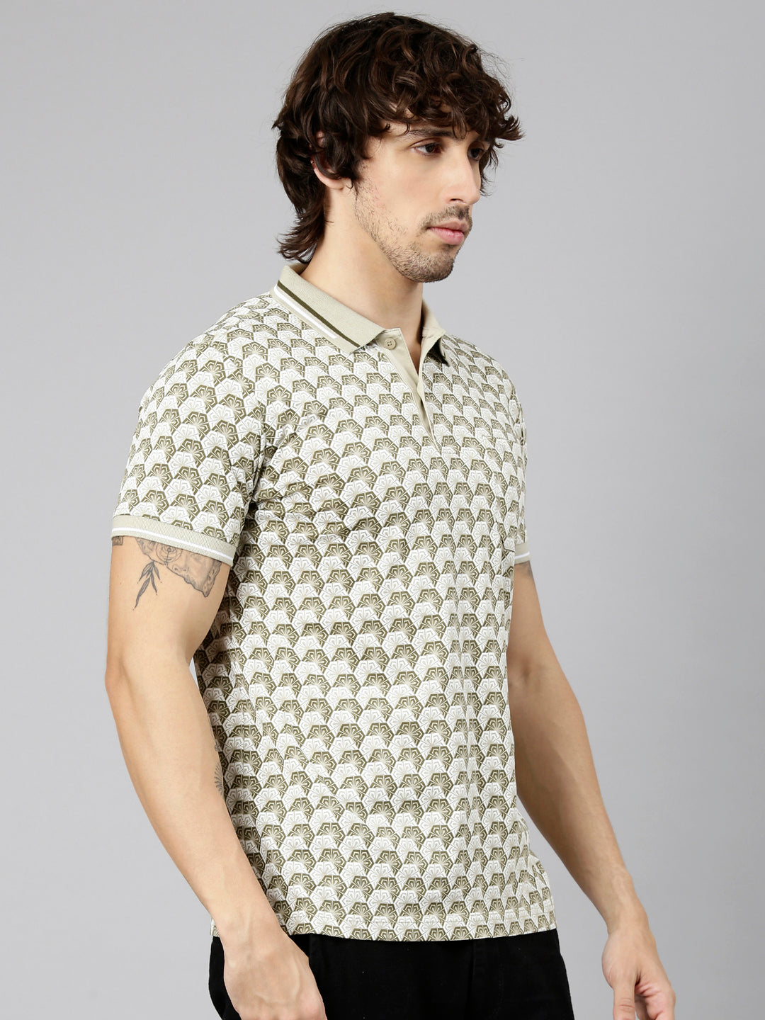 Classic Polo Men's Half Sleeve Multicolor Polo Neck Slim Fit AOP Cotton T-Shirt | ETRANO AOP - 03 B SF P