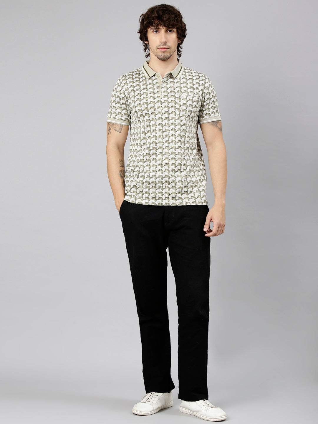 Classic Polo Men's Half Sleeve Multicolor Polo Neck Slim Fit AOP Cotton T-Shirt | ETRANO AOP - 03 B SF P